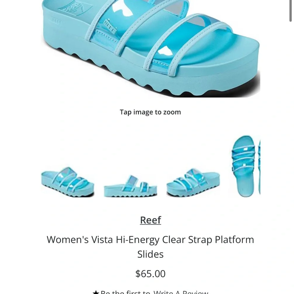 Reef Blue Platform Sandals Chunky Sole vista hi energy slides 8.5 clear teal